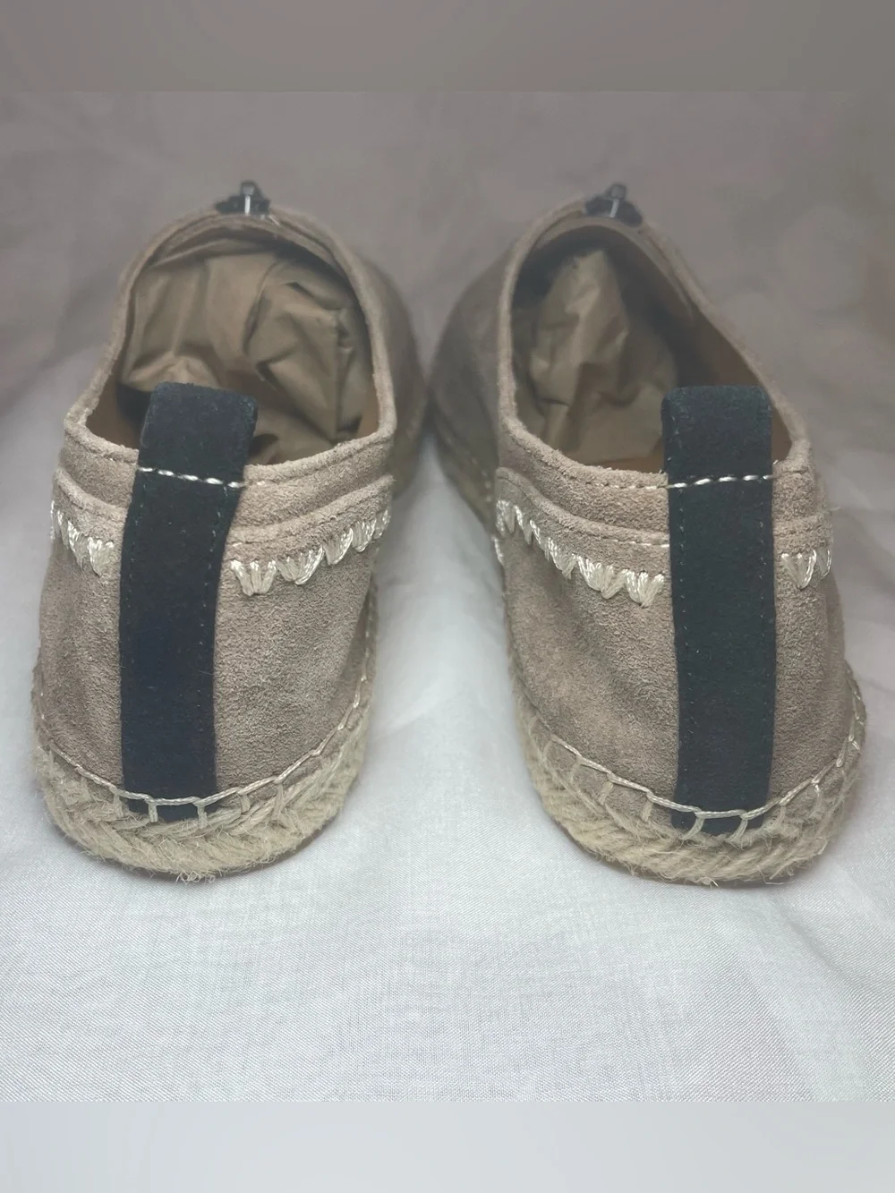 Patricia Nash Eva Taupe Suede Front Zip Espadrille Flat Shoes Size 9